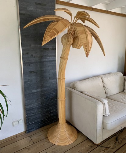 Luminaire lampadaire rotin - lampadaire,